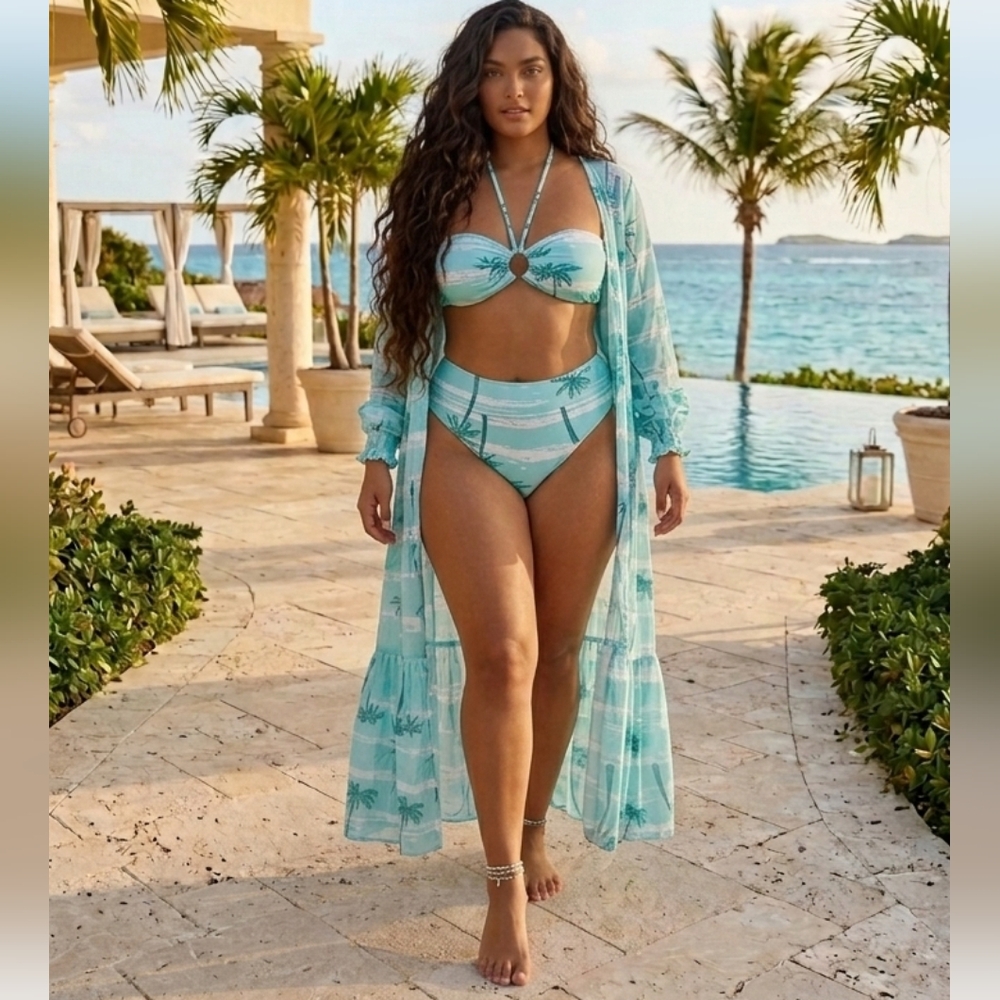 Tropical Print Bikini and Cover-Up Set Size XL NWT
